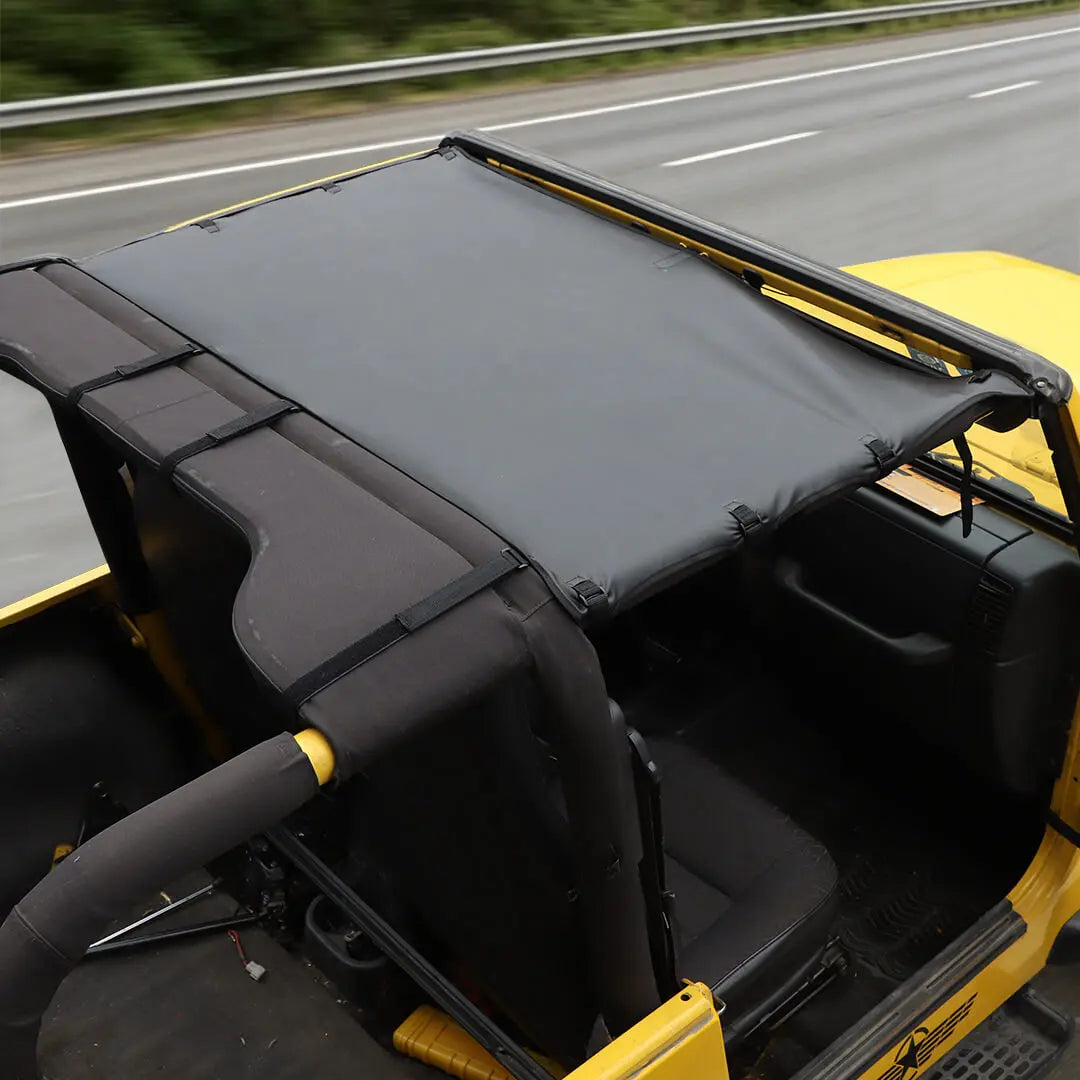 For 1997-2006 Jeep Wrangler TJ Car Top Roof Cover Soft Sunshade Leather Black