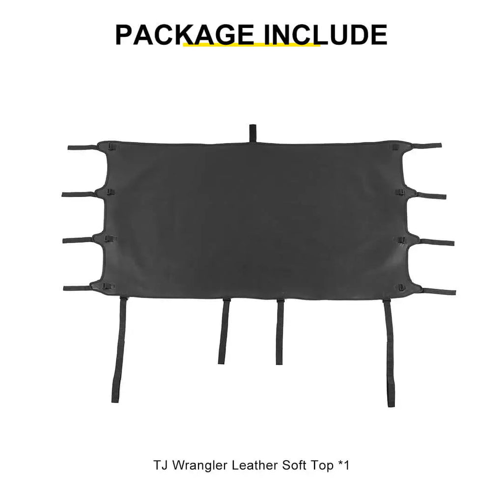 For 1997-2006 Jeep Wrangler TJ Car Top Roof Cover Soft Sunshade Leather Black