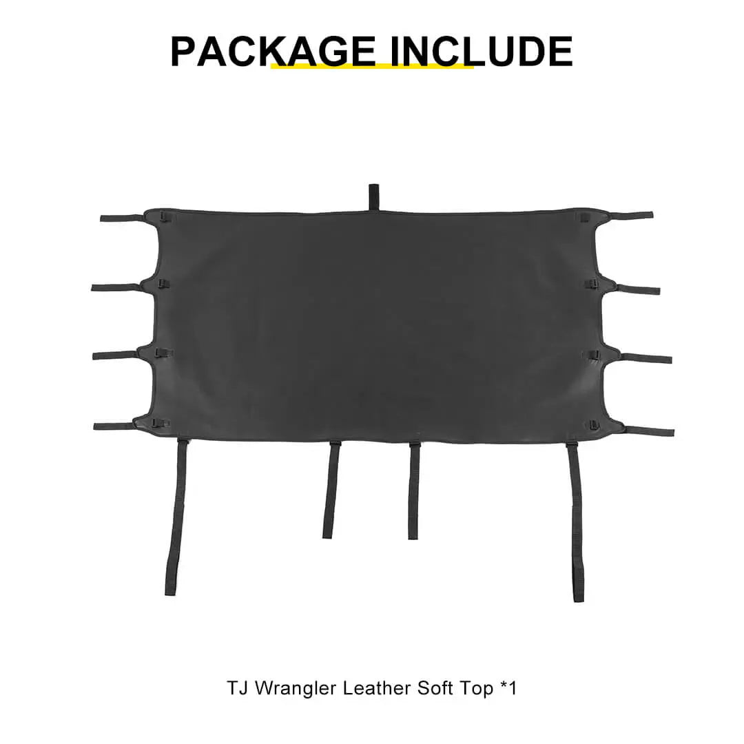 For 1997-2006 Jeep Wrangler TJ Car Top Roof Cover Soft Sunshade Leather Black