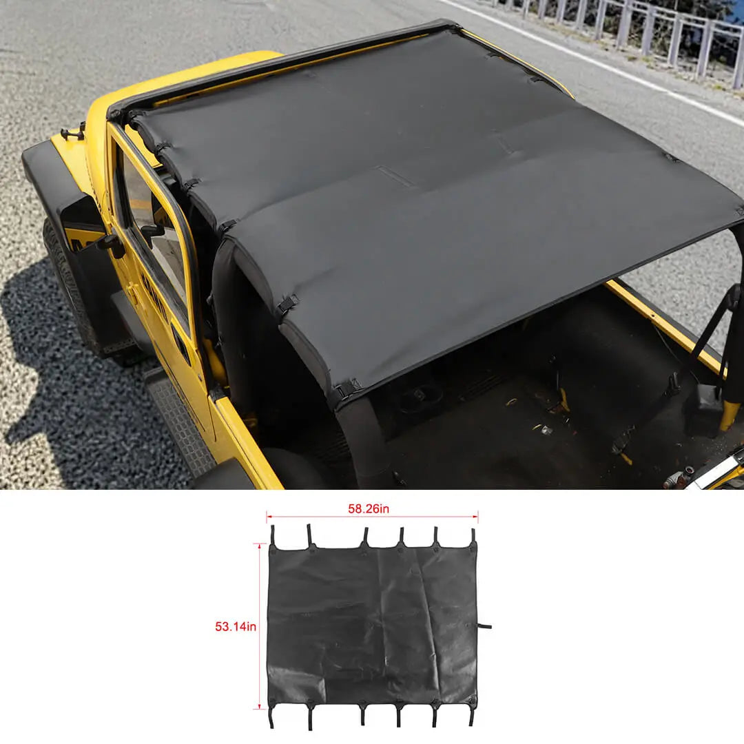 For 1997-2006 Jeep Wrangler TJ Car Top Roof Cover Soft Sunshade Leather Black