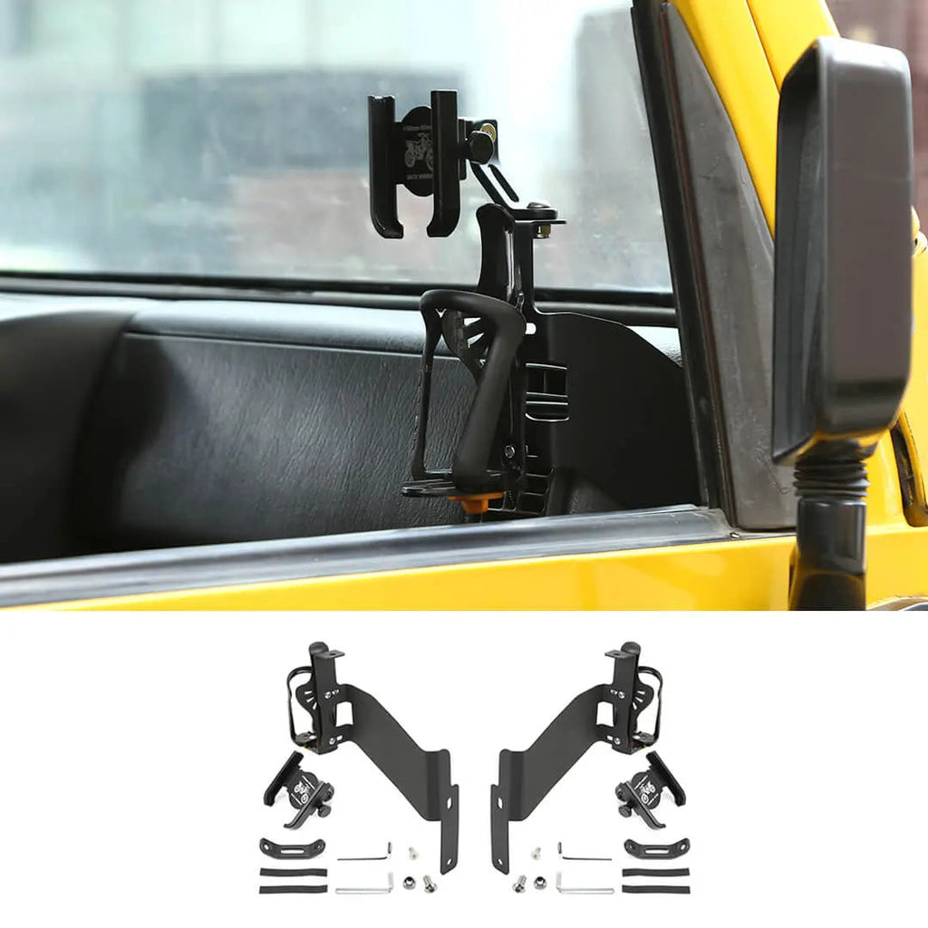 For 1997-2006 Jeep Wrangler TJ Center Console Dashboard Drink Cup Phone Holder Mount Rack Bracket (2 pcs)