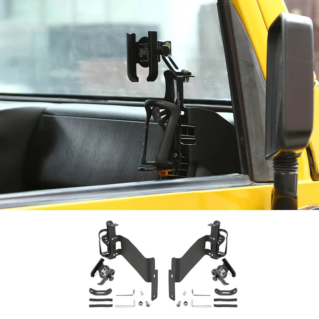 For 1997-2006 Jeep Wrangler TJ Center Console Dashboard Drink Cup Phone Holder Mount Rack Bracket (2 pcs)