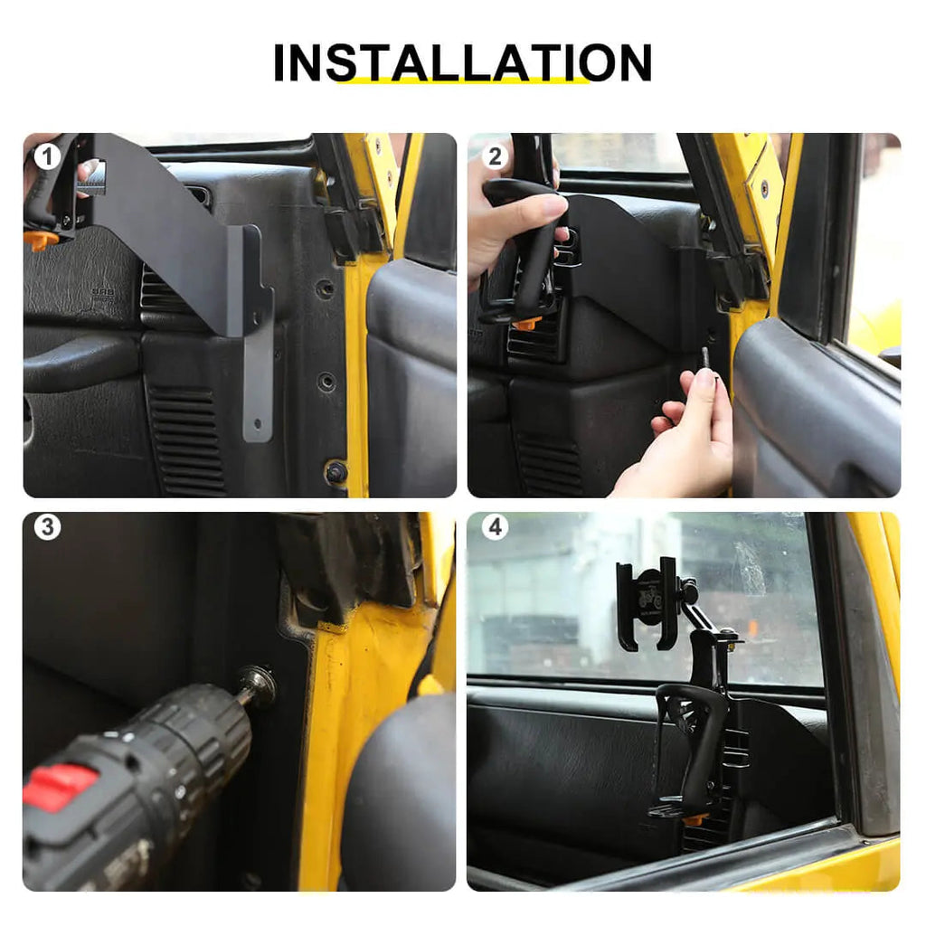 For 1997-2006 Jeep Wrangler TJ Center Console Dashboard Drink Cup Phone Holder Mount Rack Bracket (2 pcs)
