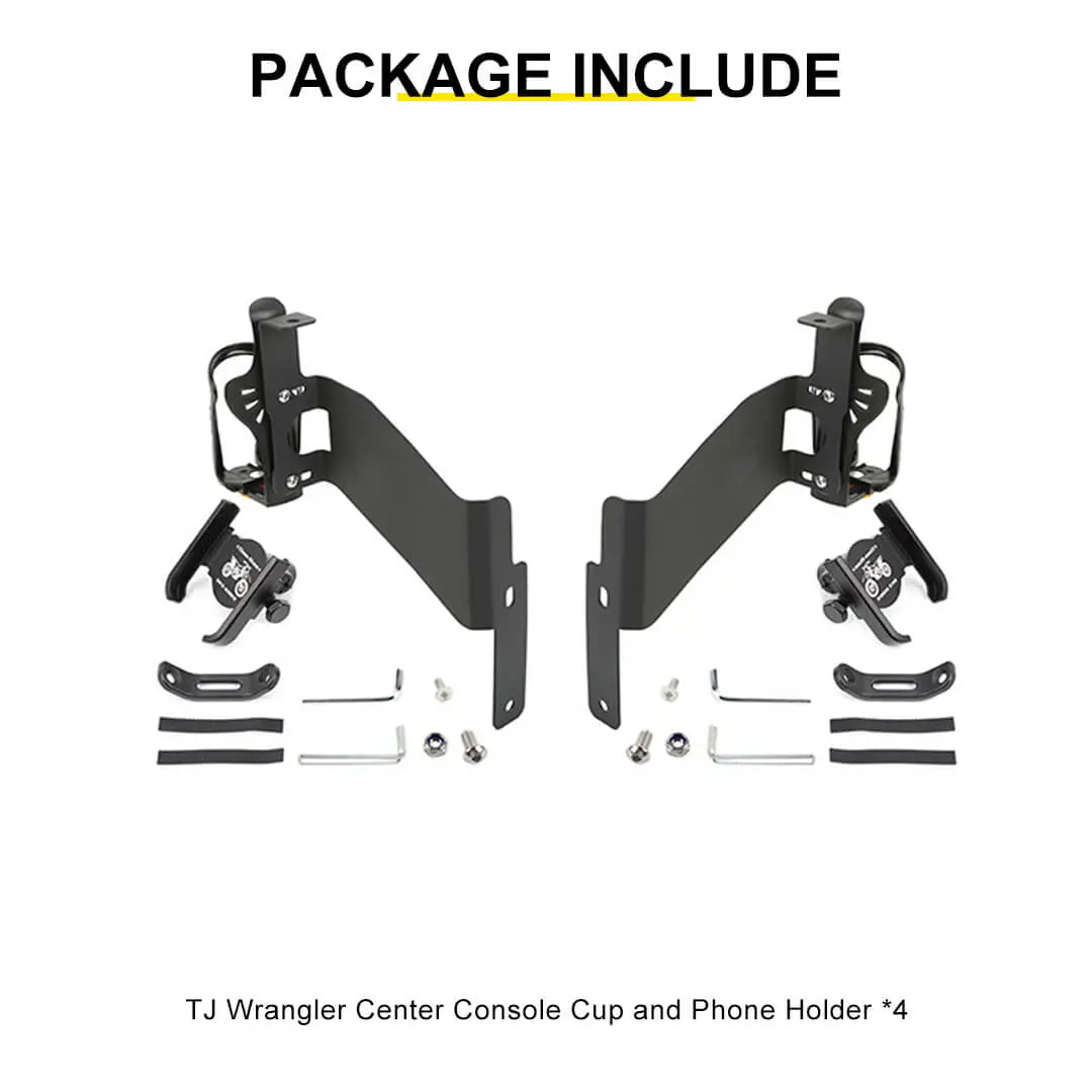 For 1997-2006 Jeep Wrangler TJ Center Console Dashboard Drink Cup Phone Holder Mount Rack Bracket (2 pcs)