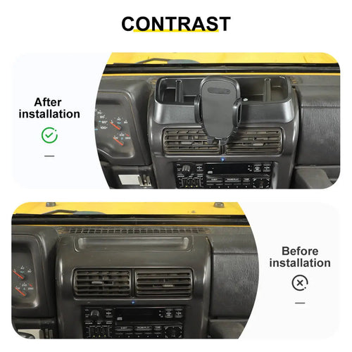 For 1997-2006 Jeep Wrangler TJ Center Console Phone Holder Dash Mount with Storage Tray (2 pcs)