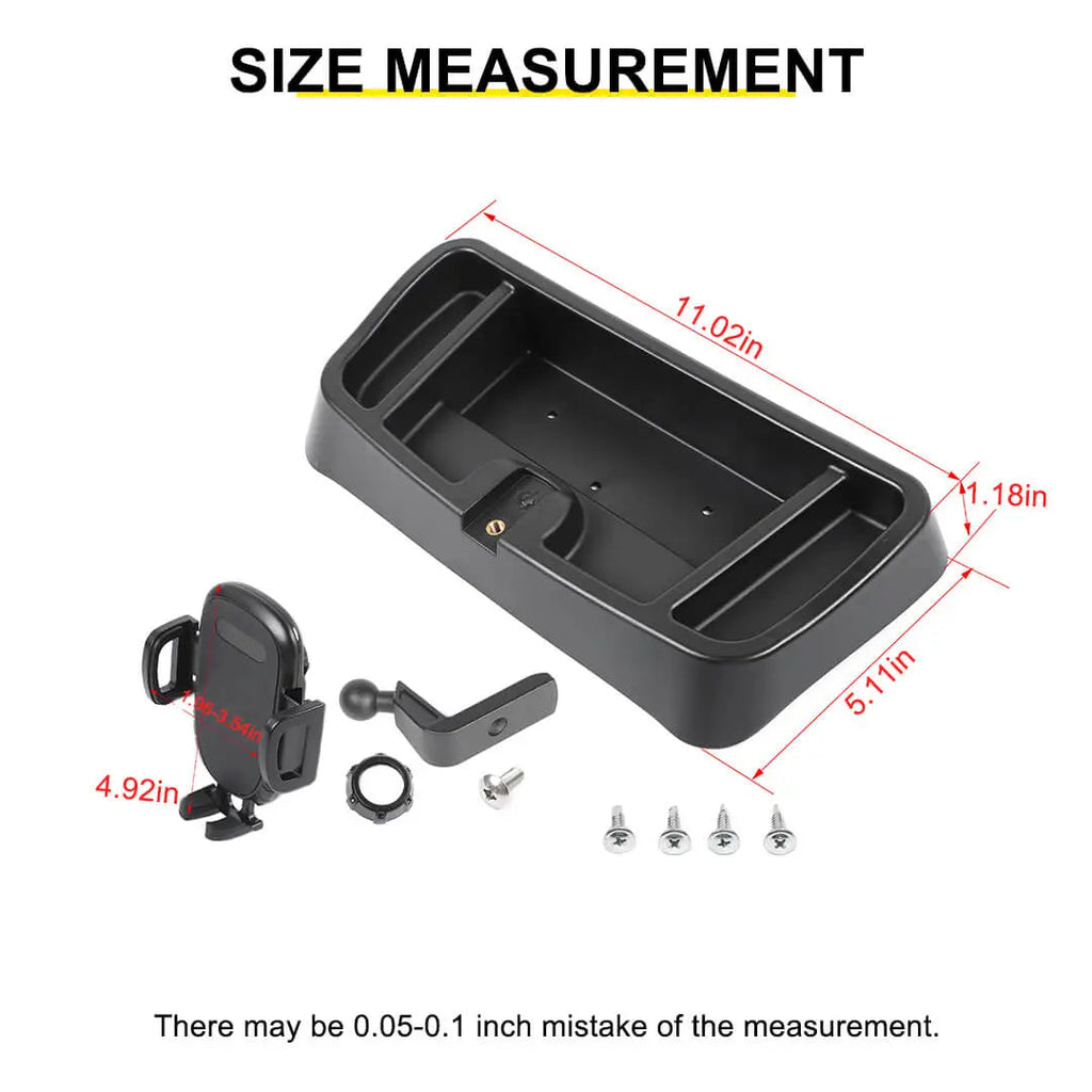 For 1997-2006 Jeep Wrangler TJ Center Console Phone Holder Dash Mount with Storage Tray (2 pcs)