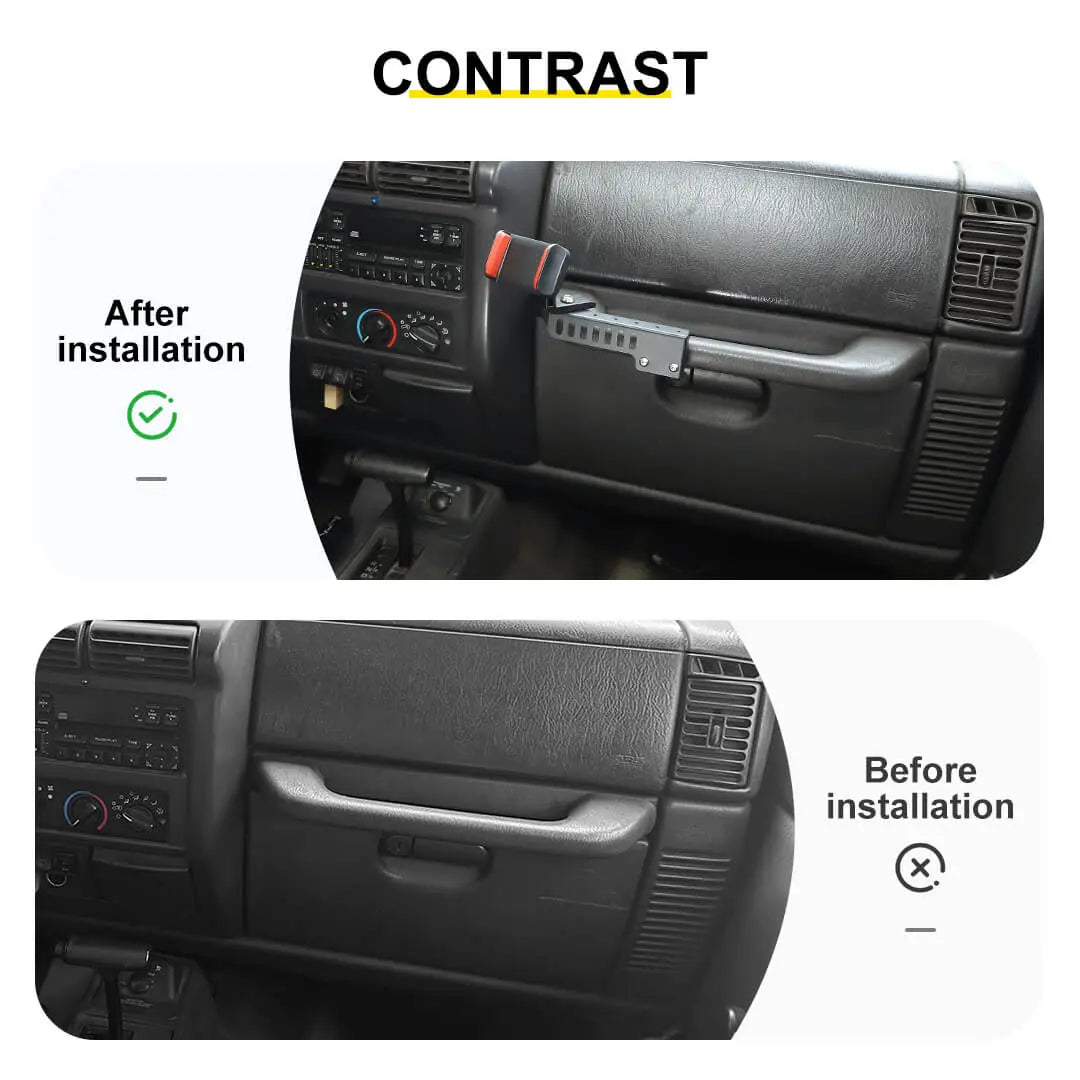 For 1997-2006 Jeep Wrangler TJ Copilot Armrest Phone Holder Stand Mount Bracket
