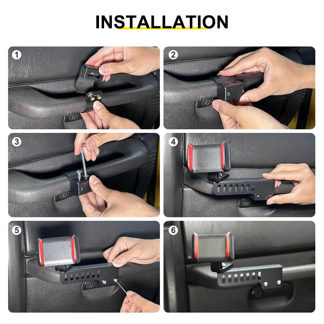 For 1997-2006 Jeep Wrangler TJ Copilot Armrest Phone Holder Stand Mount Bracket