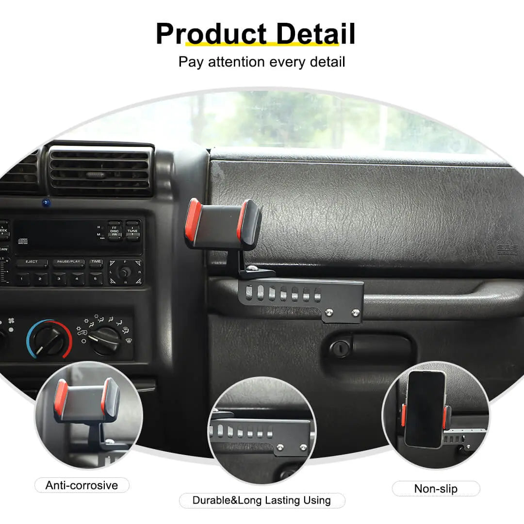 For 1997-2006 Jeep Wrangler TJ Copilot Armrest Phone Holder Stand Mount Bracket