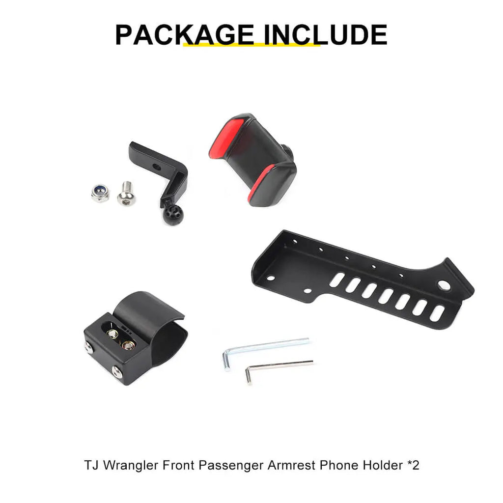 For 1997-2006 Jeep Wrangler TJ Copilot Armrest Phone Holder Stand Mount Bracket
