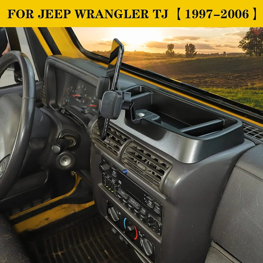 For 1997-2006 Jeep Wrangler TJ Dashboard Tray Mount Cell Phone Holder Storage Box Organizer, American Flag
