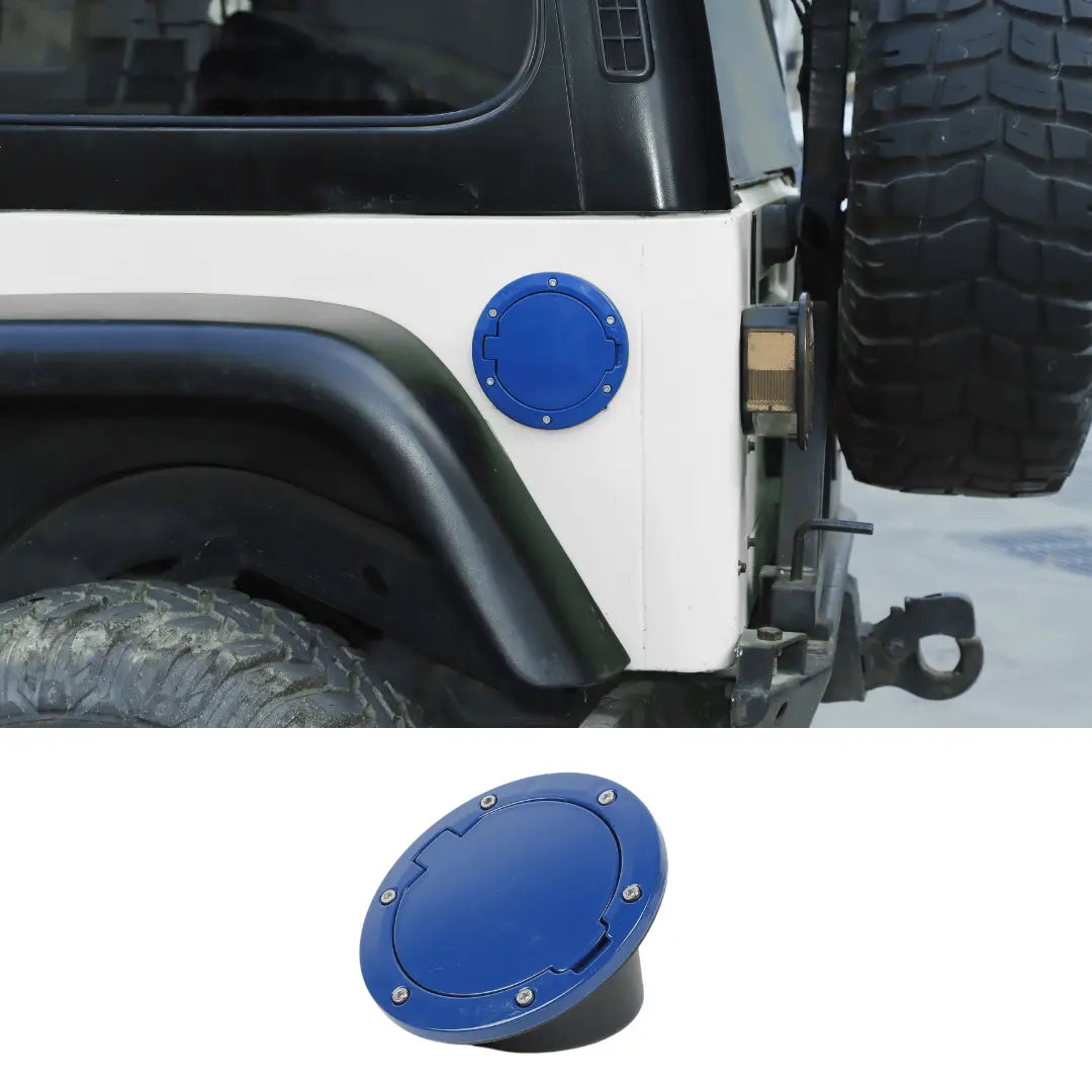 For 1997-2006 Jeep Wrangler TJ Door Fuel Filler Tank Gas Cap Cover Aluminum