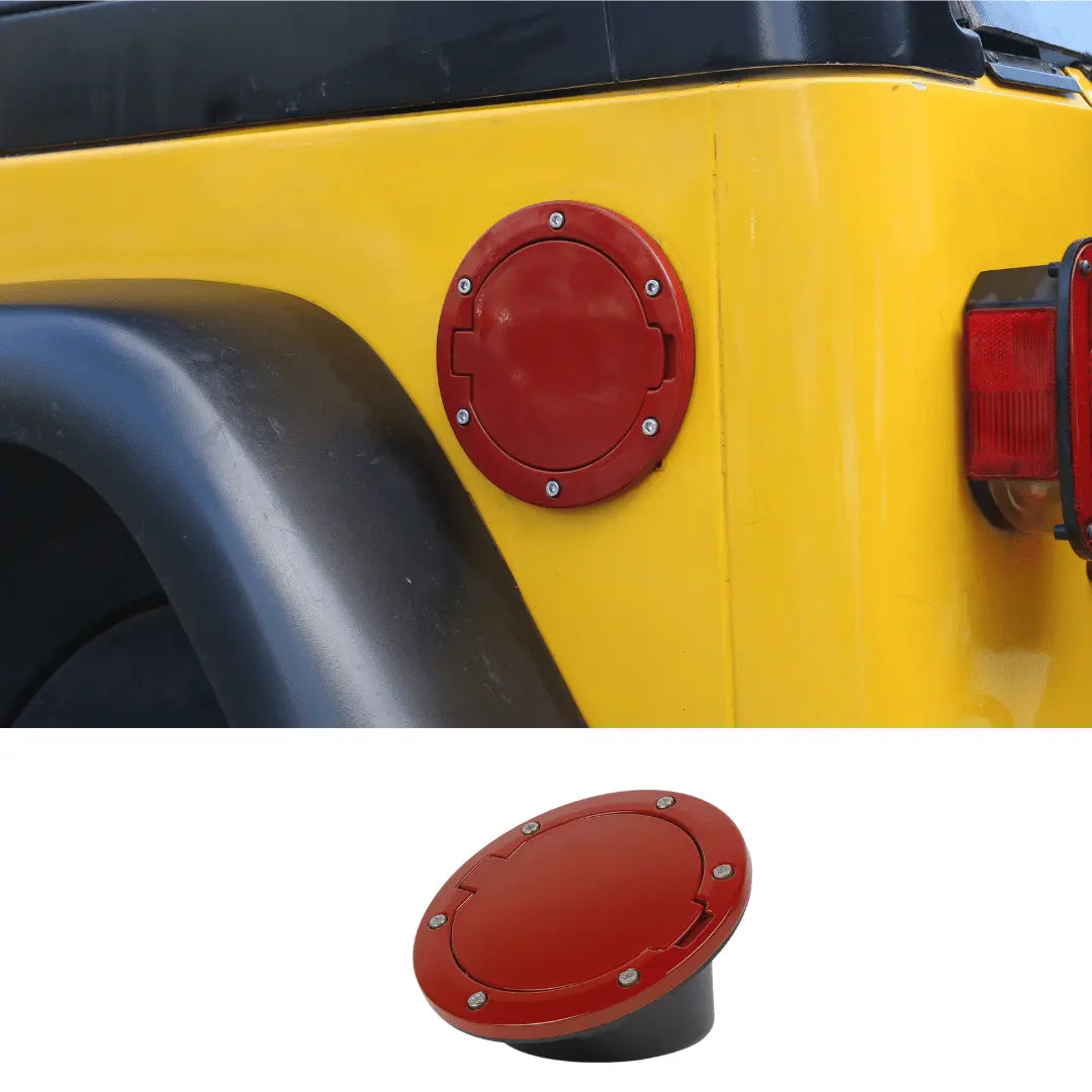 For 1997-2006 Jeep Wrangler TJ Door Fuel Filler Tank Gas Cap Cover Aluminum
