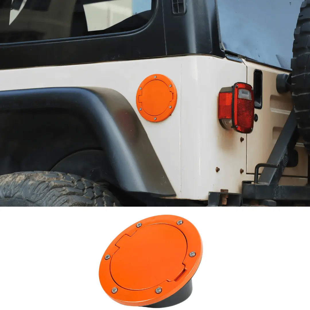 For 1997-2006 Jeep Wrangler TJ Door Fuel Filler Tank Gas Cap Cover Aluminum
