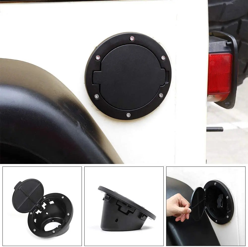 For 1997-2006 Jeep Wrangler TJ Door Fuel Filler Tank Gas Cap Cover Aluminum