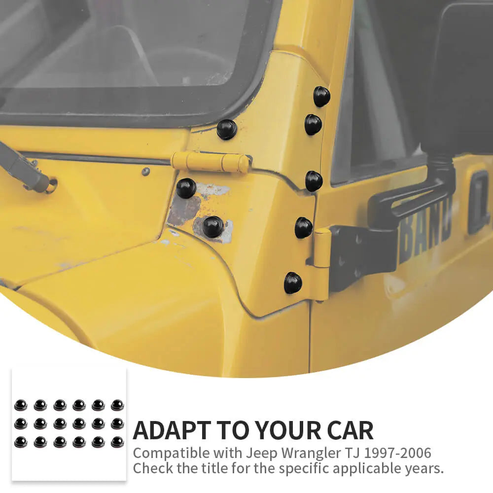 For 1997-2006 Jeep Wrangler TJ Exterior A-Pillar Screw Protection Cover Trim