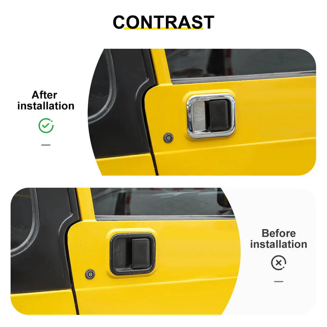For 1997-2006 Jeep Wrangler TJ Exterior Car Rear Door Bowl Handle Cover Trim (3 pcs)