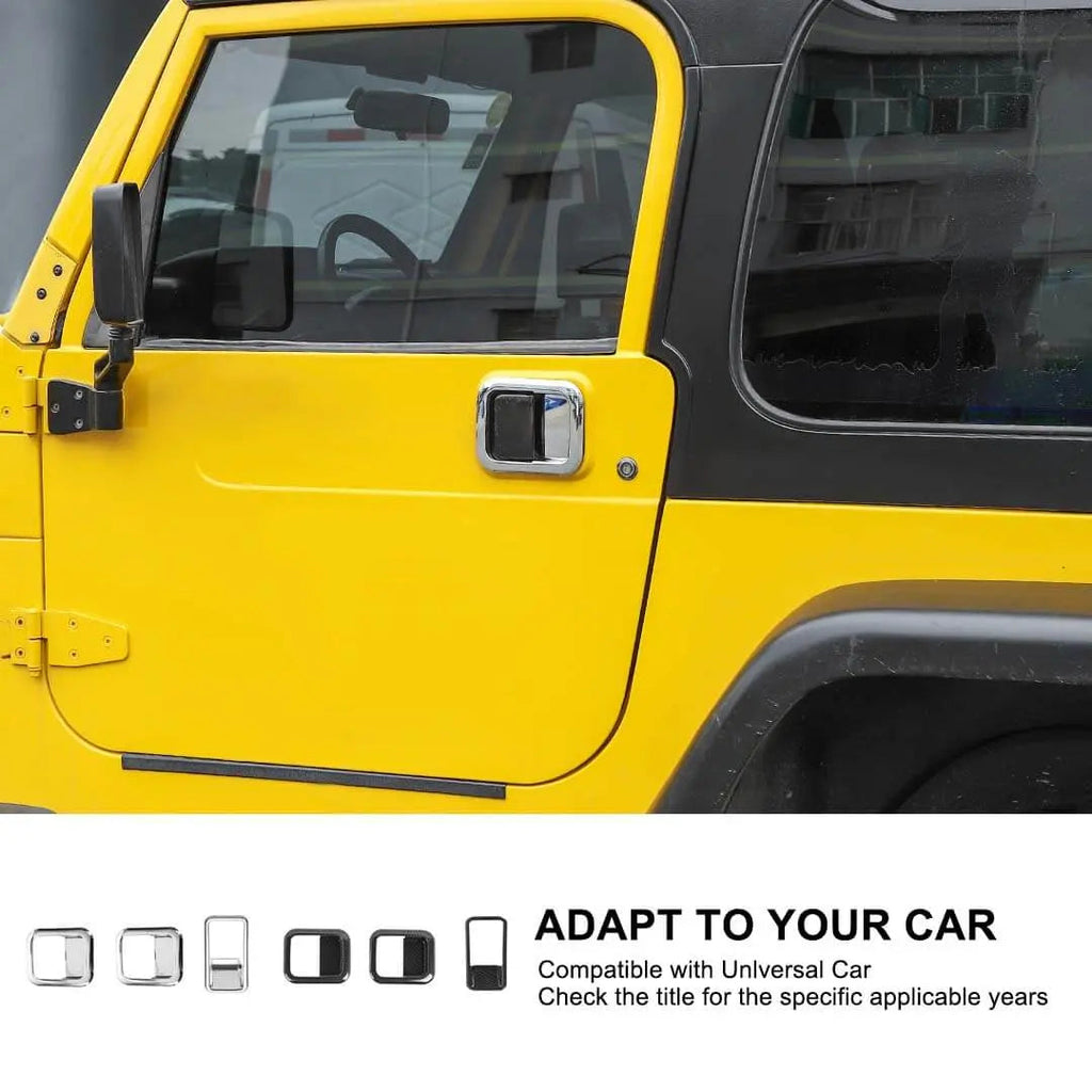 For 1997-2006 Jeep Wrangler TJ Exterior Car Rear Door Bowl Handle Cover Trim (3 pcs)