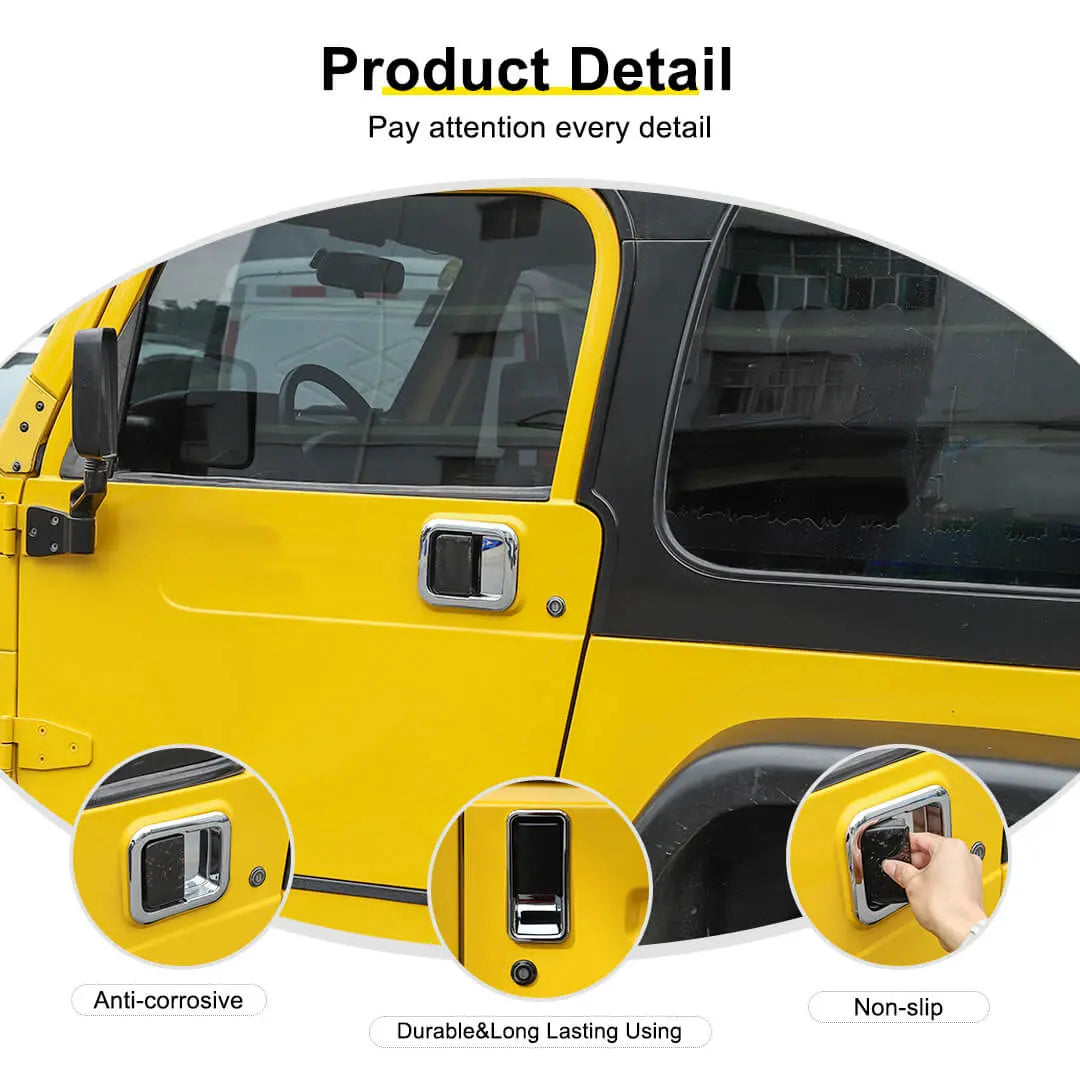 For 1997-2006 Jeep Wrangler TJ Exterior Car Rear Door Bowl Handle Cover Trim (3 pcs)