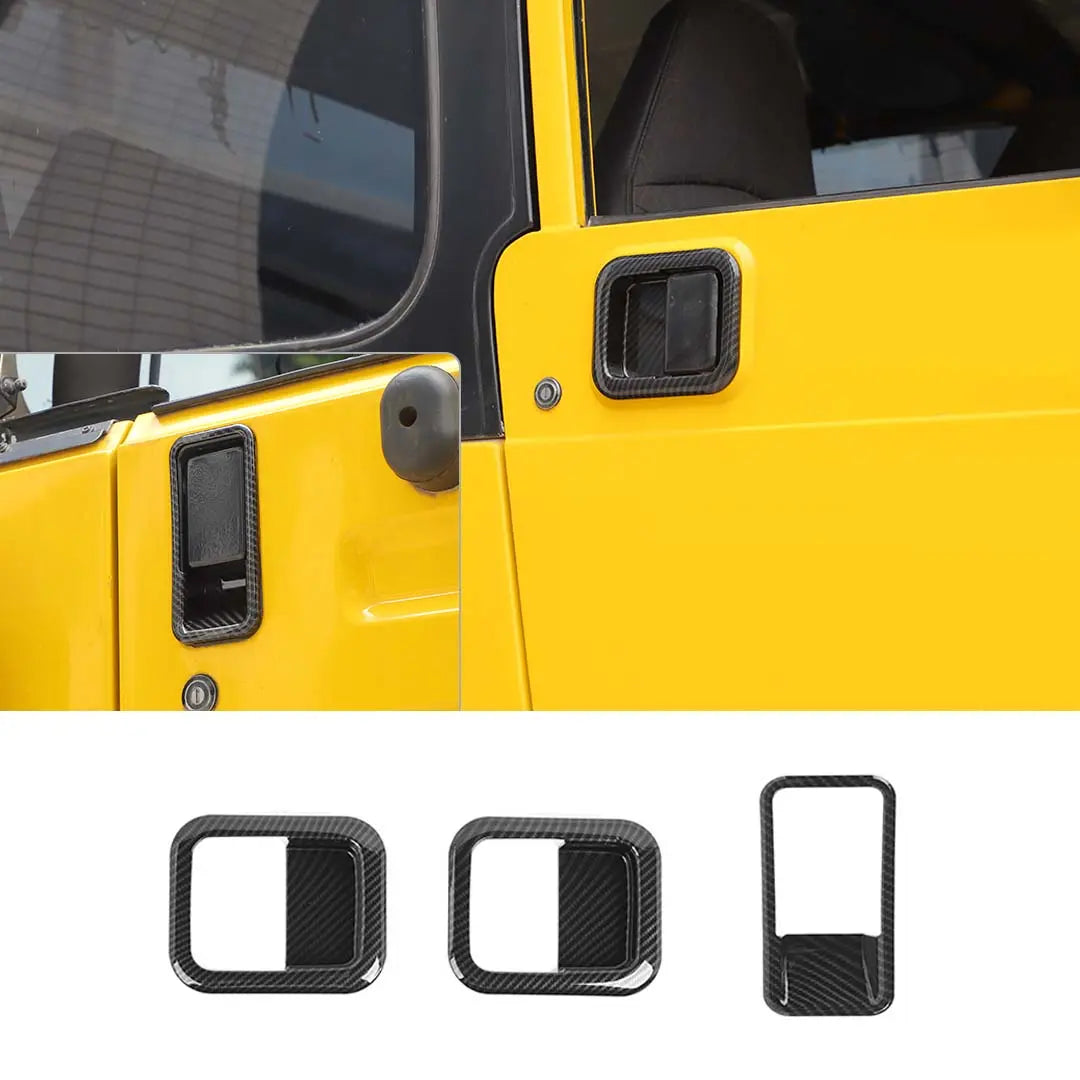 For 1997-2006 Jeep Wrangler TJ Exterior Car Rear Door Bowl Handle Cover Trim (3 pcs)