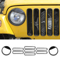 For 1997-2006 Jeep Wrangler TJ Exterior Front Headlight Bezels Grille Insert Trim Cover Kit (9 pcs)