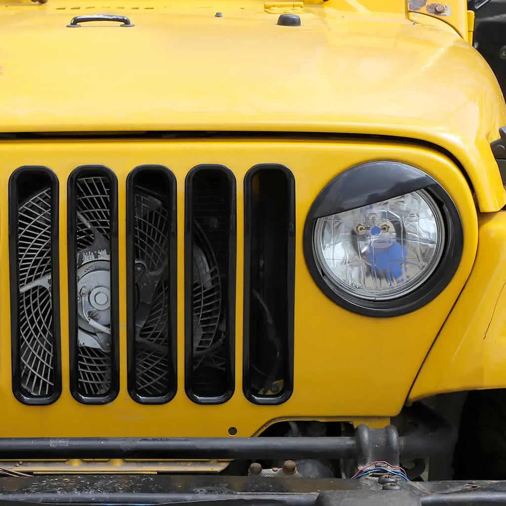 For 1997-2006 Jeep Wrangler TJ Exterior Front Headlight Bezels Grille Insert Trim Cover Kit (9 pcs)