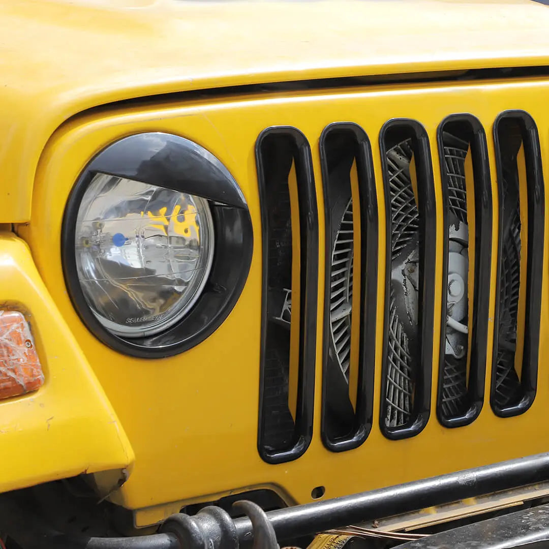 For 1997-2006 Jeep Wrangler TJ Exterior Front Headlight Bezels Grille Insert Trim Cover Kit (9 pcs)