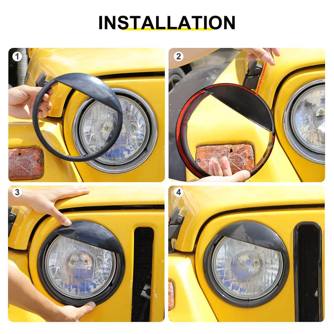 For 1997-2006 Jeep Wrangler TJ Exterior Front Headlight Bezels Grille Insert Trim Cover Kit (9 pcs)