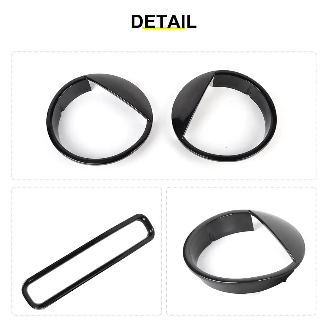 For 1997-2006 Jeep Wrangler TJ Exterior Front Headlight Bezels Grille Insert Trim Cover Kit (9 pcs)