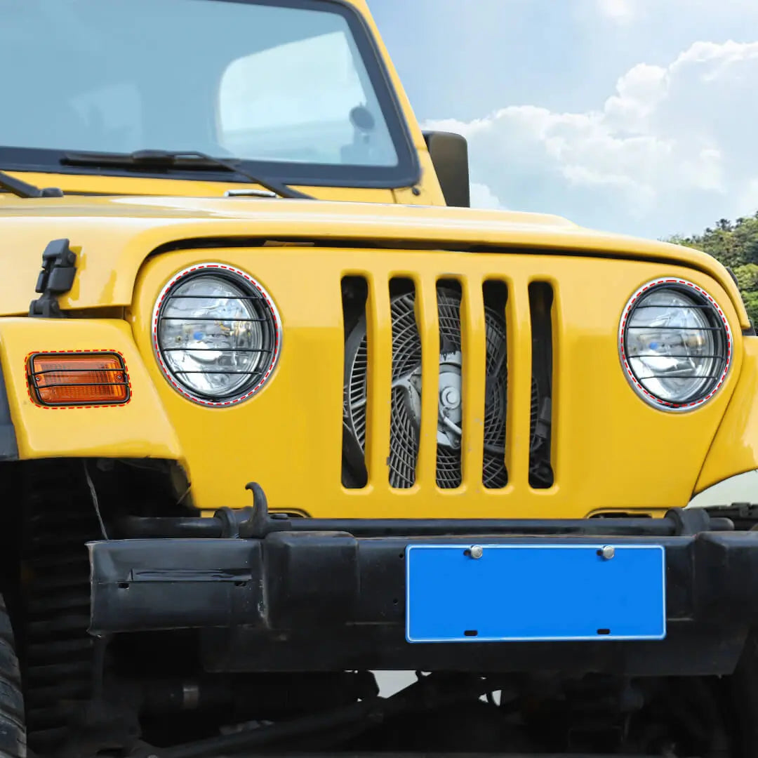 For 1997-2006 Jeep Wrangler TJ Exterior Side Turn Signal Light Headlight Guard Trim Cover Kit (6 pcs)