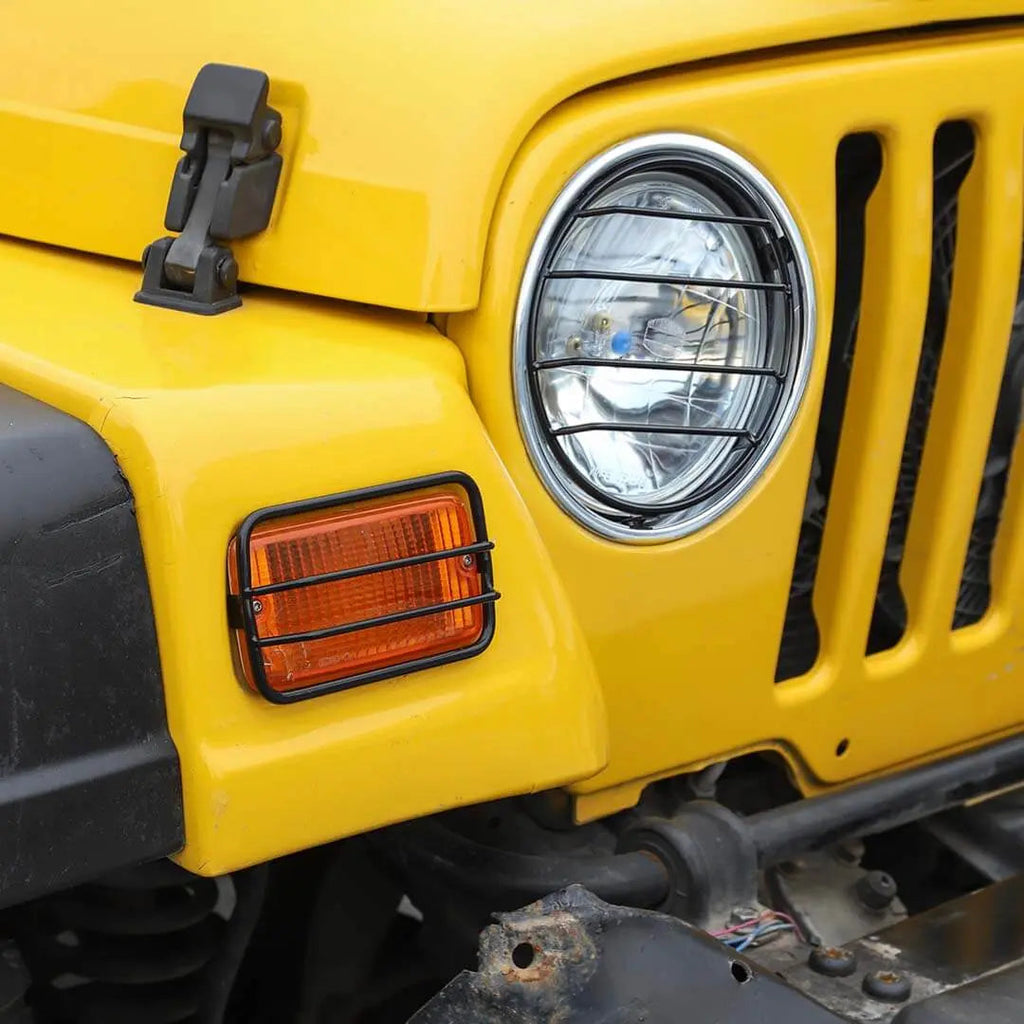 For 1997-2006 Jeep Wrangler TJ Exterior Side Turn Signal Light Headlight Guard Trim Cover Kit (6 pcs)