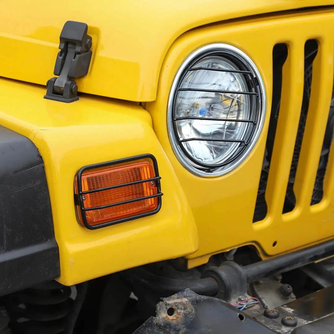 For 1997-2006 Jeep Wrangler TJ Exterior Side Turn Signal Light Headlight Guard Trim Cover Kit (6 pcs)
