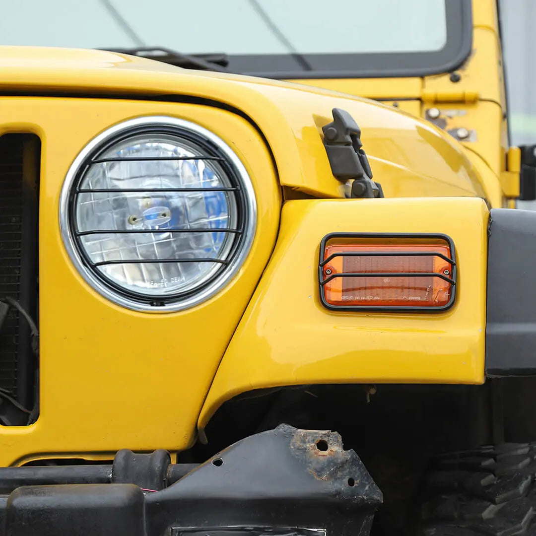 For 1997-2006 Jeep Wrangler TJ Exterior Side Turn Signal Light Headlight Guard Trim Cover Kit (6 pcs)