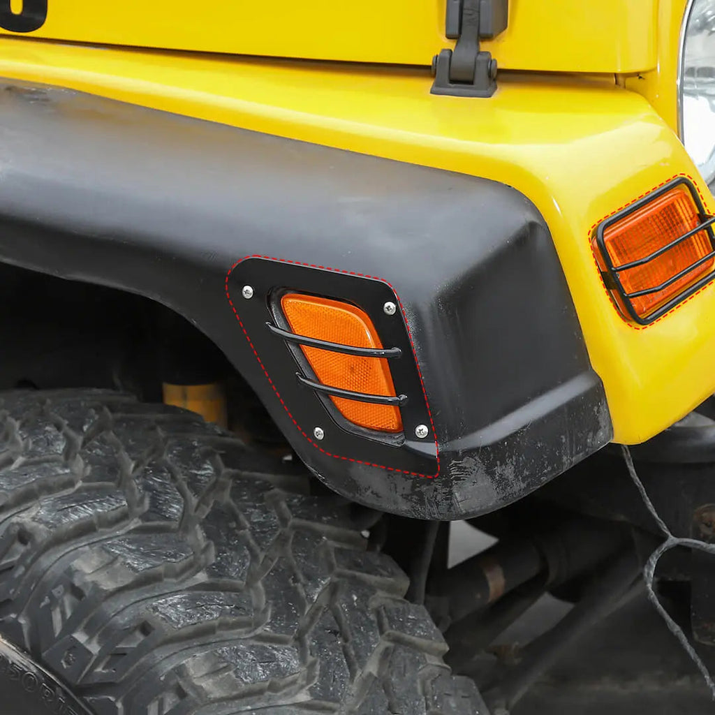 For 1997-2006 Jeep Wrangler TJ Exterior Side Turn Signal Light Headlight Guard Trim Cover Kit (6 pcs)