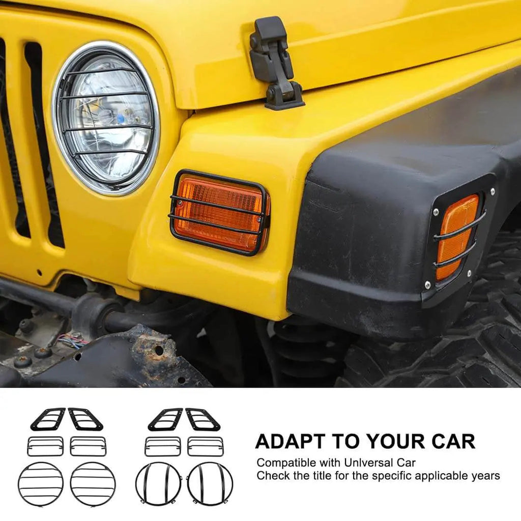 For 1997-2006 Jeep Wrangler TJ Exterior Side Turn Signal Light Headlight Guard Trim Cover Kit (6 pcs)