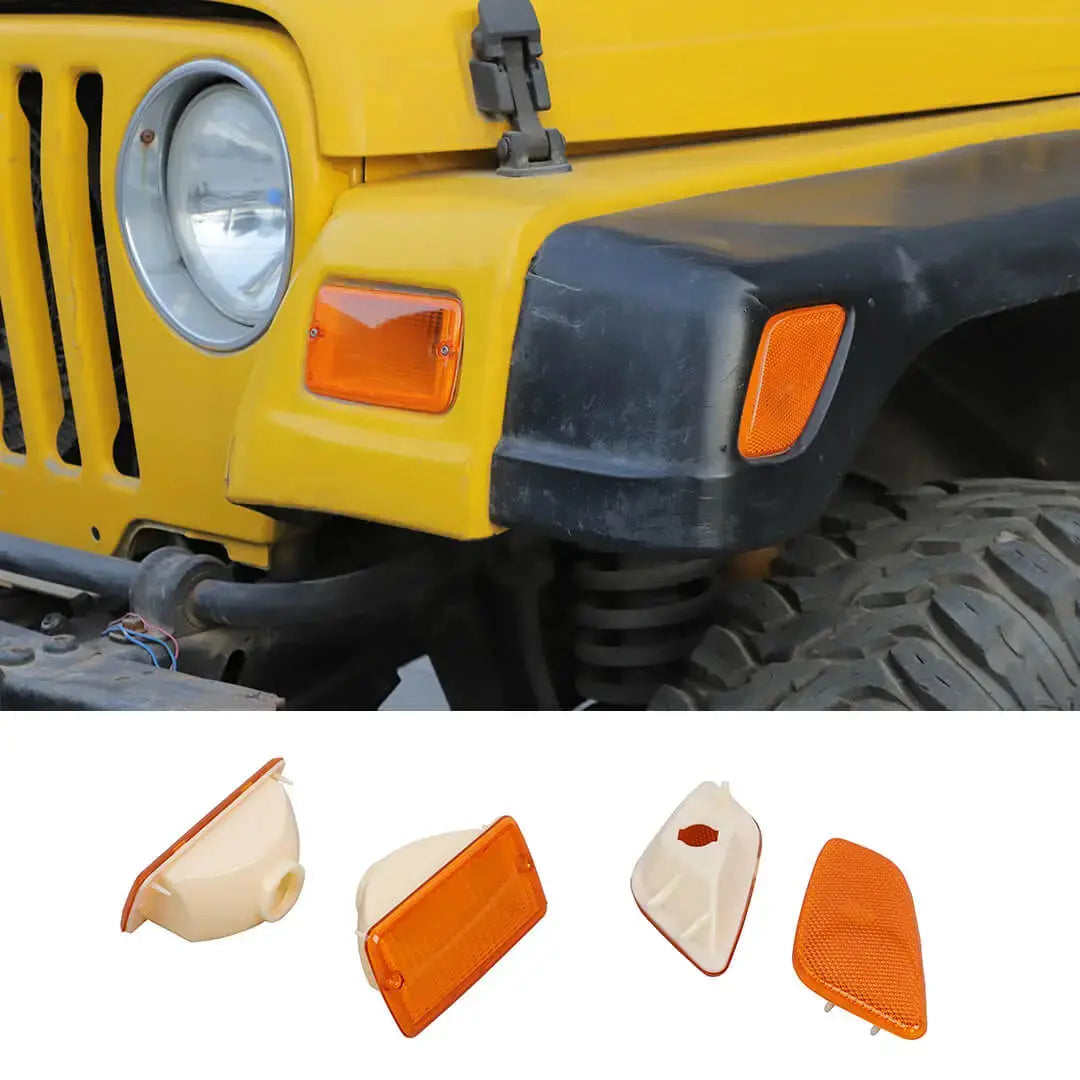 For 1997-2006 Jeep Wrangler TJ Front Bumper Signal Fender Side Marker Light Cover Accessories (4 pcs)