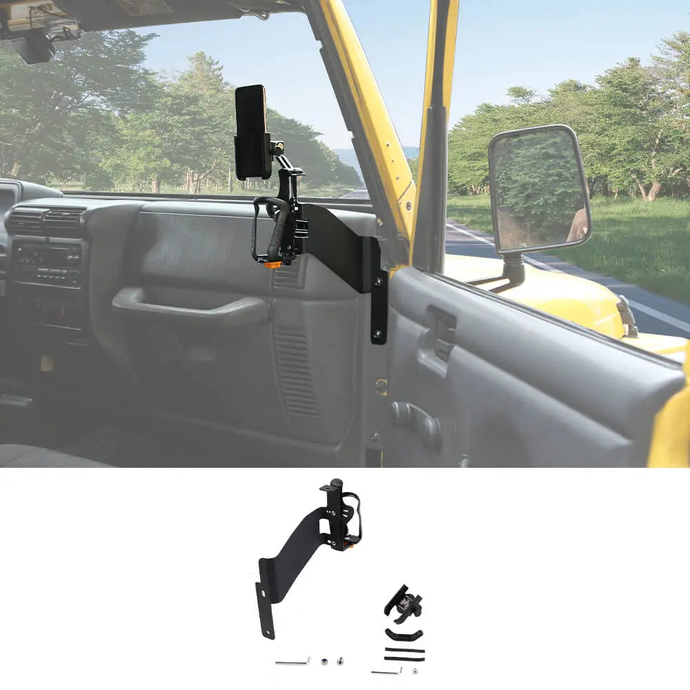 For 1997-2006 Jeep Wrangler TJ Front Door Drink Cup Phone Holder Mount Rack Bracket