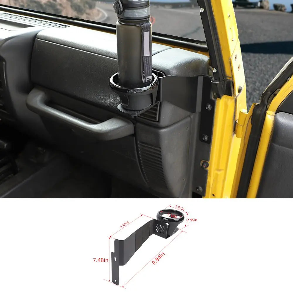 For 1997-2006 Jeep Wrangler TJ Front Door Water Cup Bracket Holder  Black Right & Left