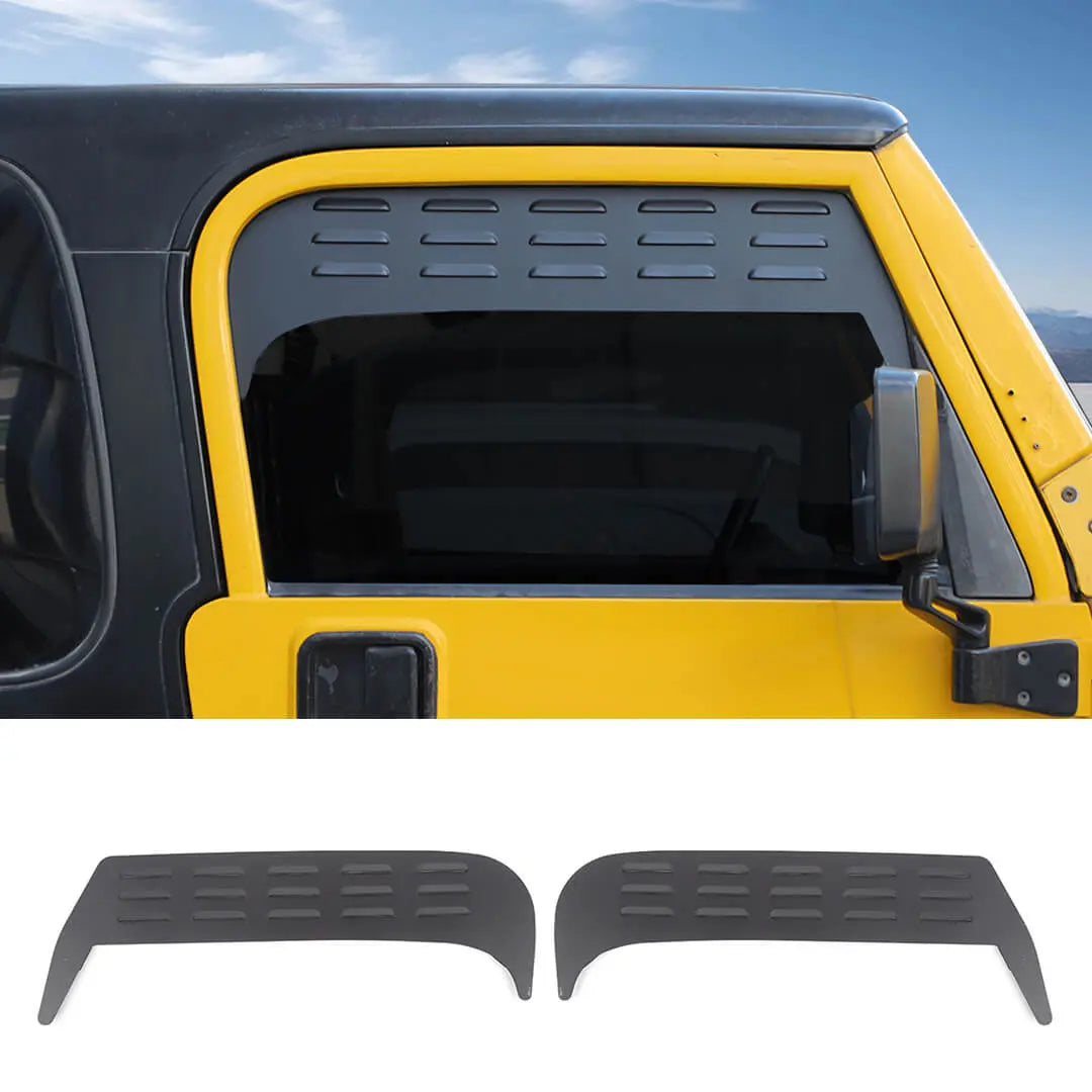For 1997-2006 Jeep Wrangler TJ Front Door Window Louver Air Vent Panel Cover Trim (2 pcs)