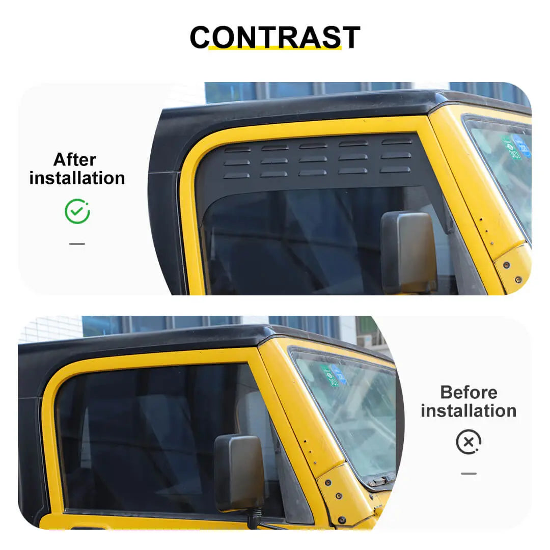 For 1997-2006 Jeep Wrangler TJ Front Door Window Louver Air Vent Panel Cover Trim (2 pcs)