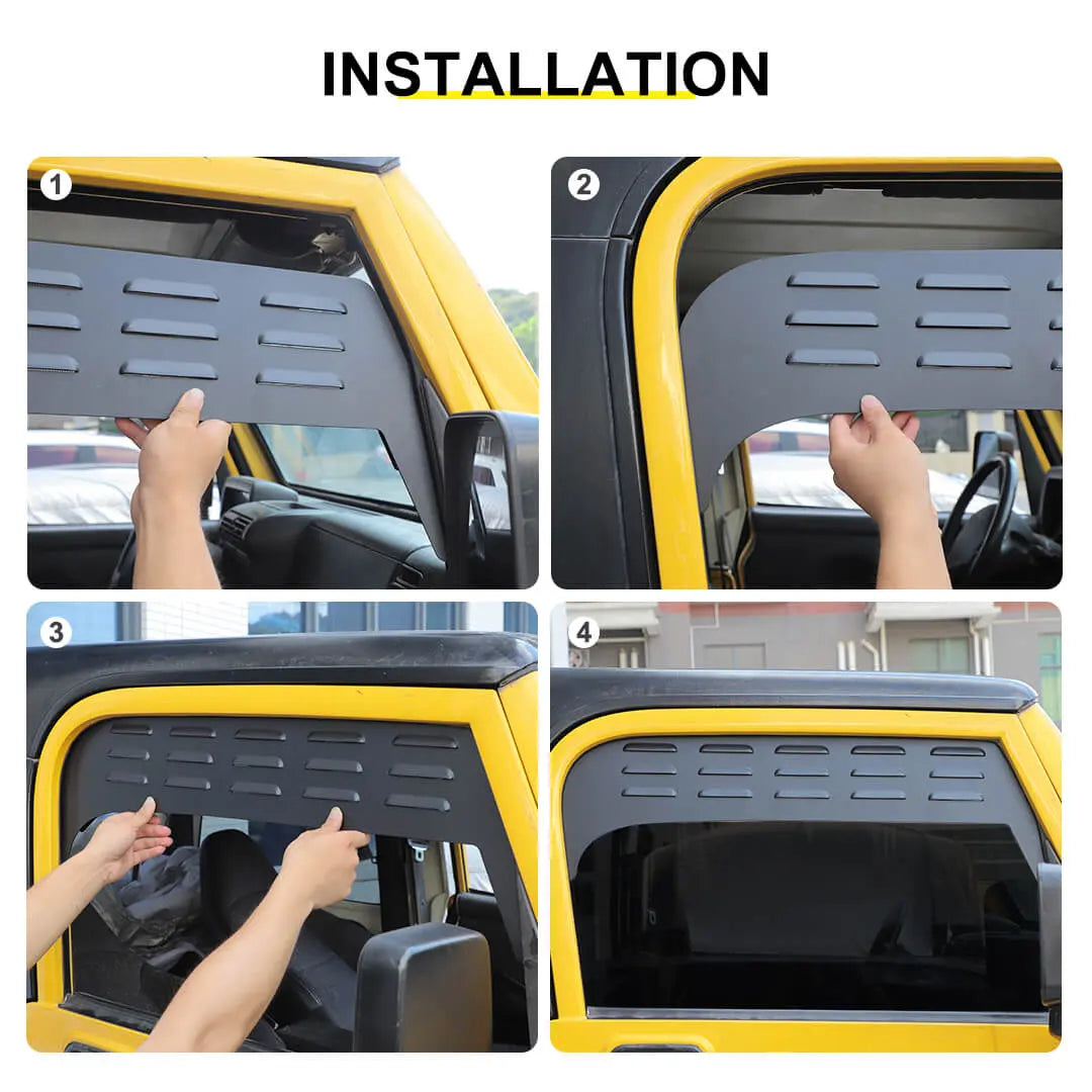 For 1997-2006 Jeep Wrangler TJ Front Door Window Louver Air Vent Panel Cover Trim (2 pcs)