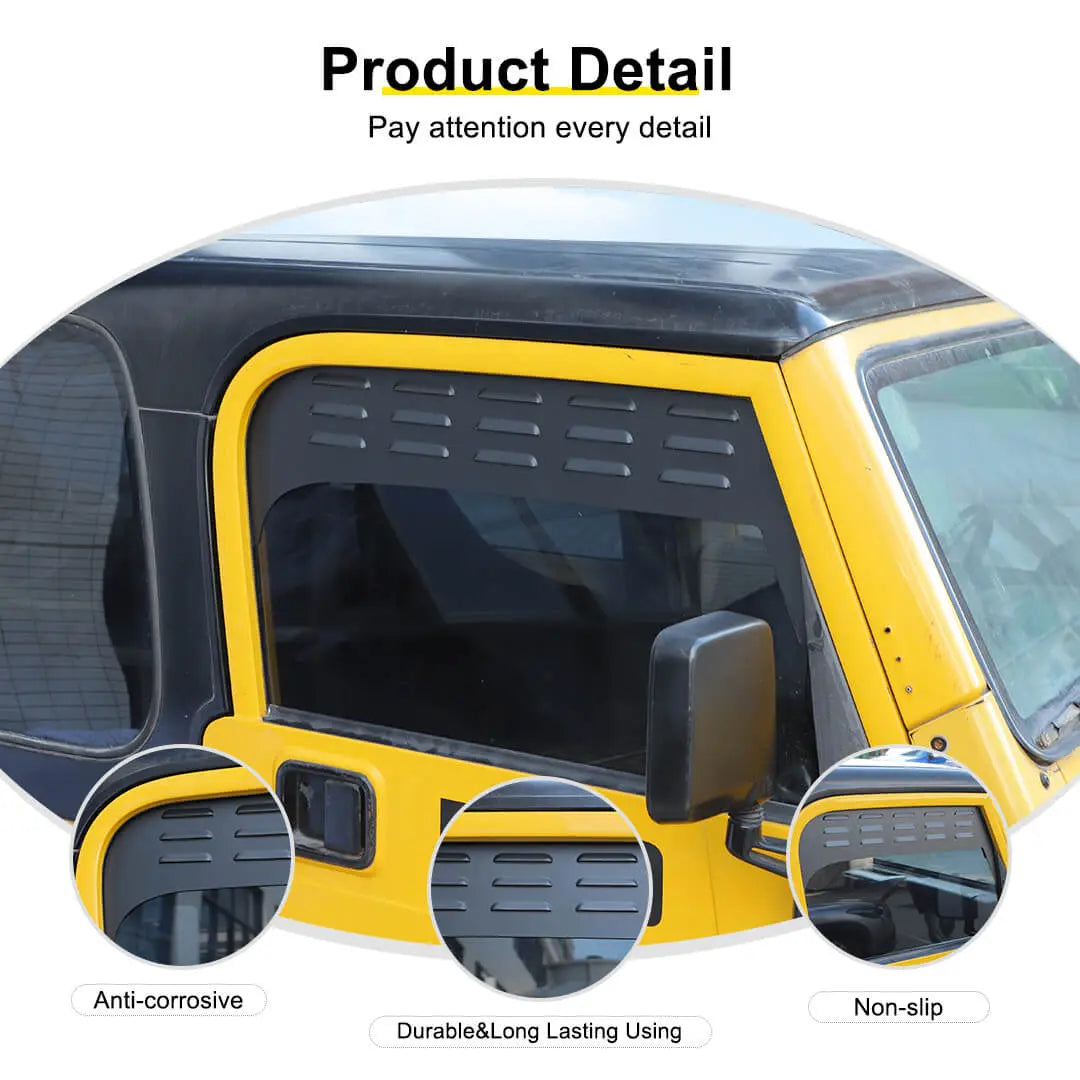 For 1997-2006 Jeep Wrangler TJ Front Door Window Louver Air Vent Panel Cover Trim (2 pcs)