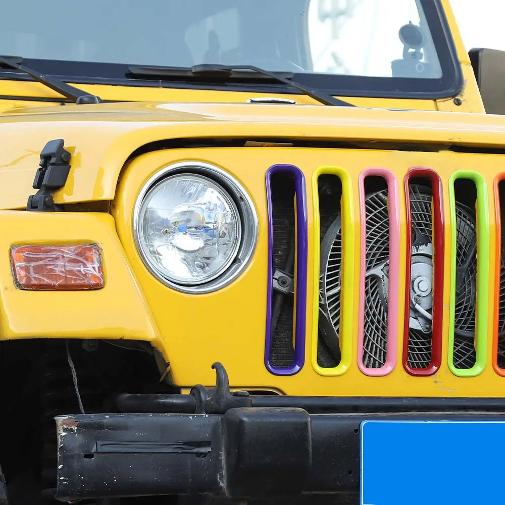 For 1997-2006 Jeep Wrangler TJ Front Grille Inserts Honeycomb Mesh Kit 7pcs/set