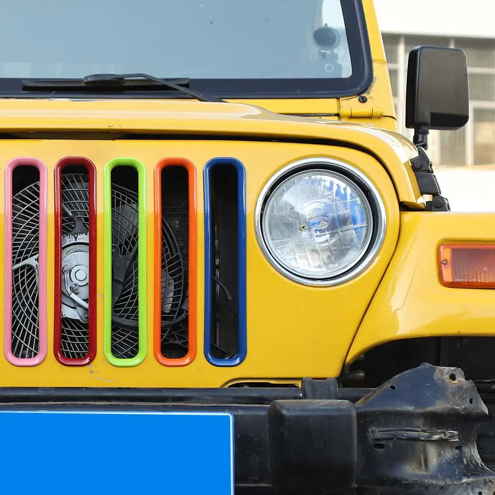 For 1997-2006 Jeep Wrangler TJ Front Grille Inserts Honeycomb Mesh Kit 7pcs/set