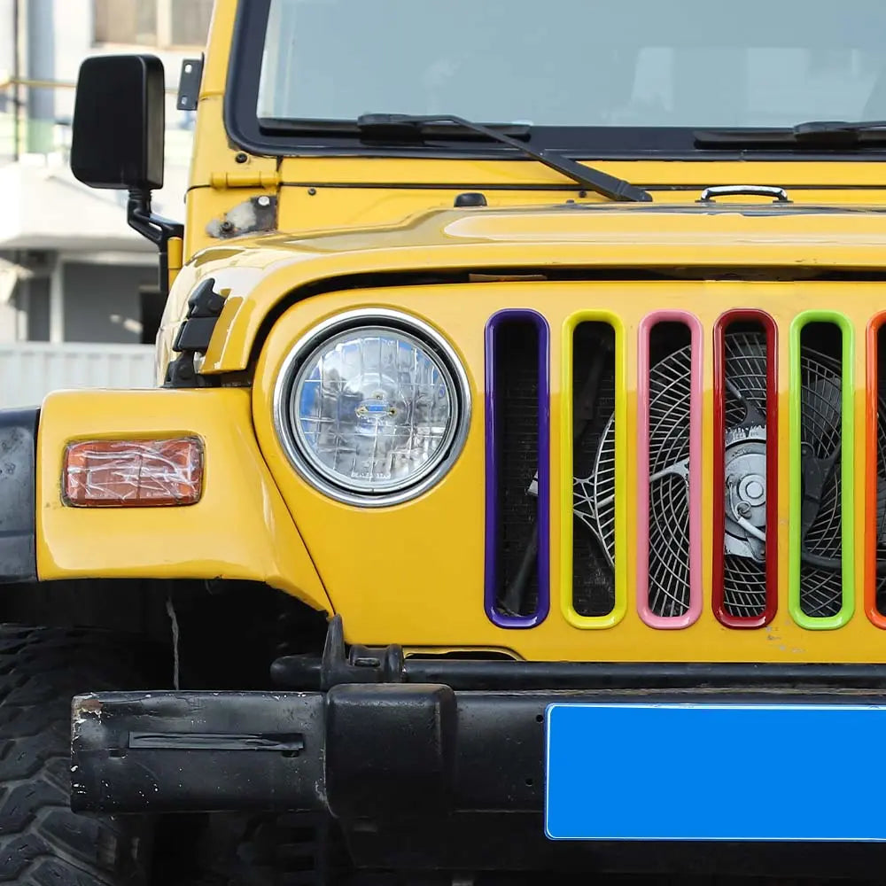 For 1997-2006 Jeep Wrangler TJ Front Grille Inserts Honeycomb Mesh Kit 7pcs/set