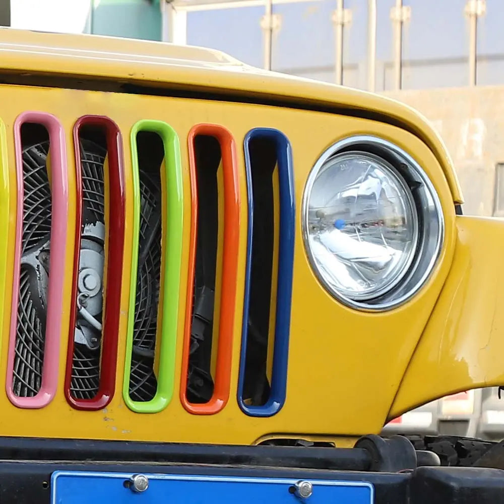 For 1997-2006 Jeep Wrangler TJ Front Grille Inserts Honeycomb Mesh Kit 7pcs/set
