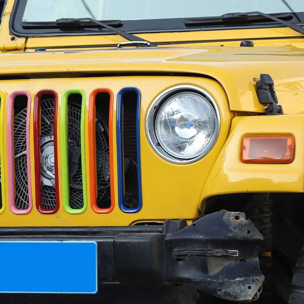 For 1997-2006 Jeep Wrangler TJ Front Grille Inserts Honeycomb Mesh Kit 7pcs/set