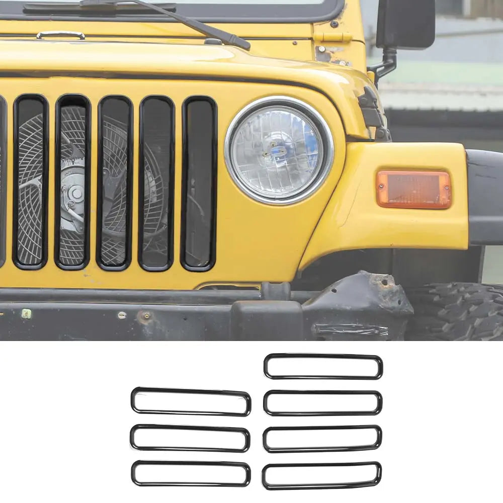 For 1997-2006 Jeep Wrangler TJ Front Grille Inserts Honeycomb Mesh Kit 7pcs/set