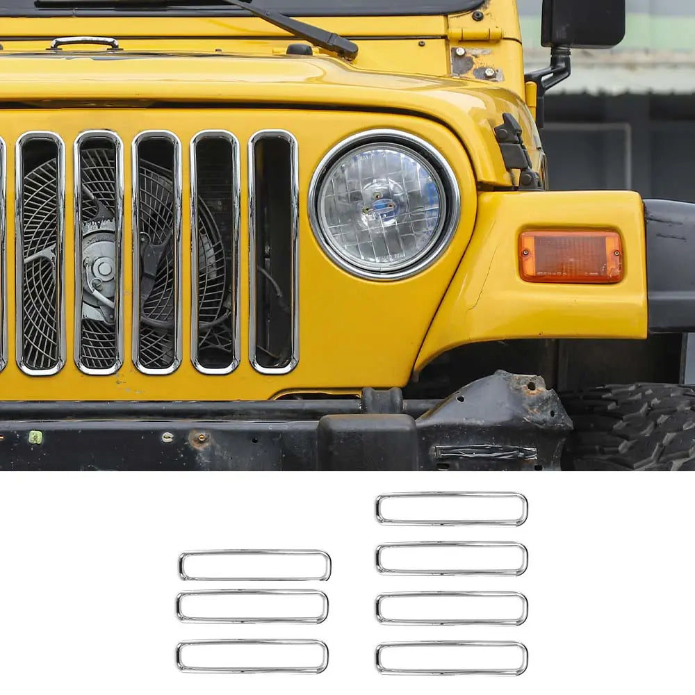For 1997-2006 Jeep Wrangler TJ Front Grille Inserts Honeycomb Mesh Kit 7pcs/set