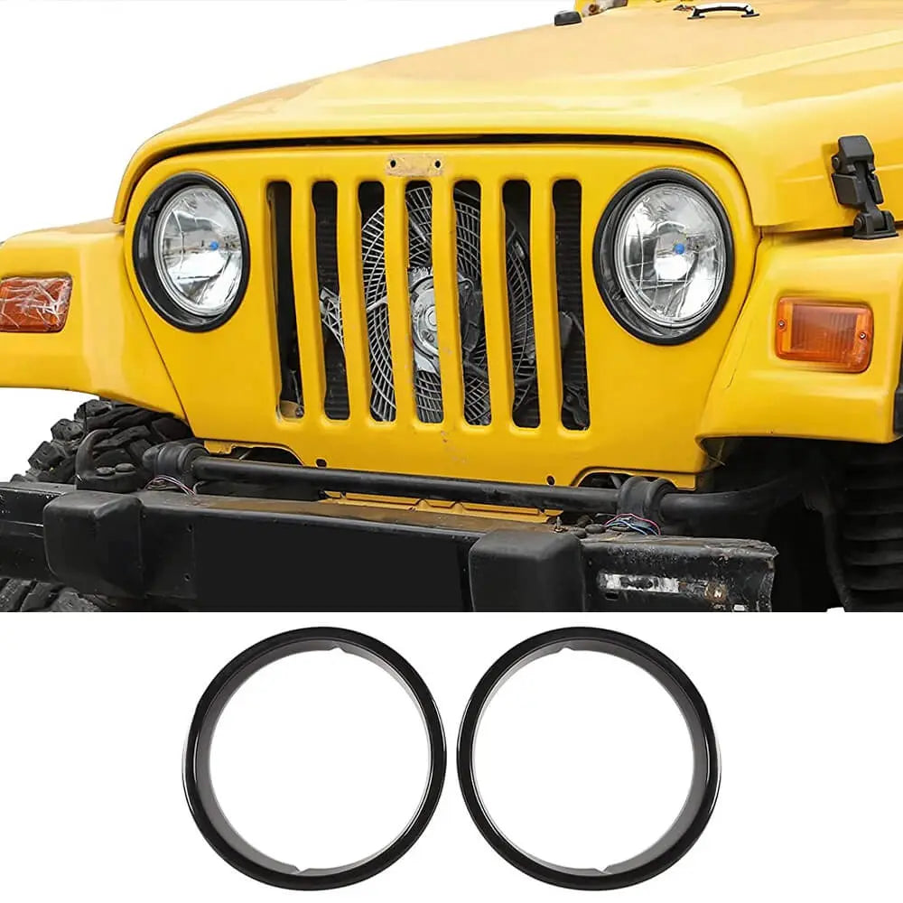For 1997-2006 Jeep Wrangler TJ Front Headlight Bezels Trim, Black